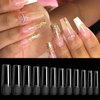 AOREAM Long Square Nail Tips 240PCS Clear Soft Gel False Nails Half Matte Full Cover Press on Nails 12 Sizes Coffin Nail Tips for Acrylic Nails Professional Salon for Home DIY