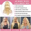 SHUQISH 30 Inch 613 Lace Front Wig Human Hair 13x4 Transparent Blonde Wig Human Hair 180 Density Body Wave Lace Front Wigs Human Hair Pre Plucked with Baby Hair 613 Blonde Lace Frontal Wigs for Women