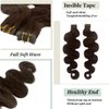 Samvida Tape Hair Extensions #2 Dark Brown Human Hair Seamless Tape in Body Wave Extensions 60grams 20pcs/pack 22" Soft Wavy Dark Brown Real Hair Glue in Extensions…