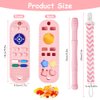 Silicone Baby Teething Toys, Remote Control Shape Teethers Toys with Teething Tubes and Pacifier Clip, Baby Teething Toys for 3+ Months, Remote Teething Toys BPA Free/Freezable/Dishwasher Safe(Pink)