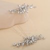 Teyglen Crystal Bridal Hair Pins Clips Rhinestone Bride Wedding Hair Pins Hair Jewelry Accessories for Women Party Prom Handmade Silver Rhinestone Hair Pins (Silver)