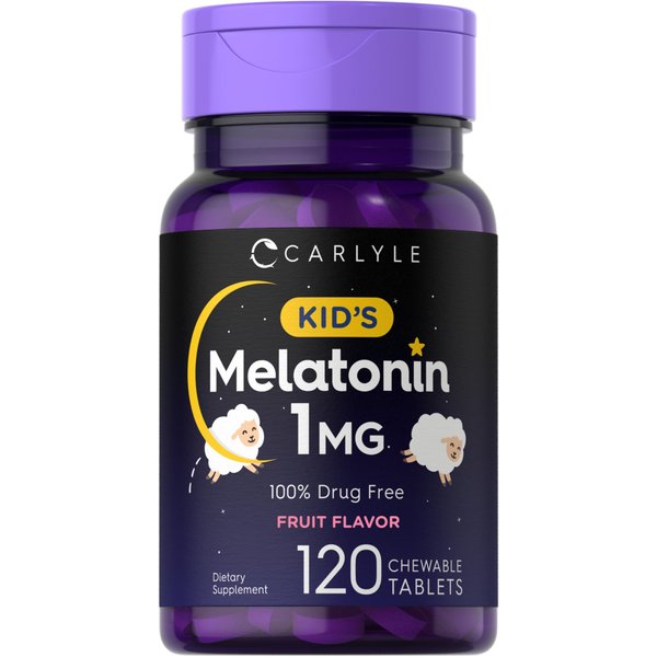 Carlyle Kids Melatonin 1mg | 120 Chewable Tablets | Fruit Flavor | Vegetarian Supplement | Non-GMO, Gluten Free Formula