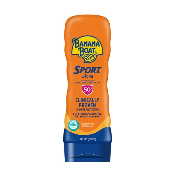 Banana Boat Sport Ultra SPF 50 Sunscreen Lotion, 8oz | Banana Boat Sunscreen SPF 50 Lotion, Oxybenzone Free Sunscreen, Sunblock Lotion Sunscreen, Banana Boat Lotion, Water Resistant Sunscreen, 8oz