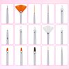 21 Pieces Nail Tools Kit, Resin Nail Palette Leaf Shape Mixing Palette and 20 Pieces Nail Design Brushes Golden Edge Resin Nail Holder Nail Gel Polish Colors Mixing Pallet (Pink)