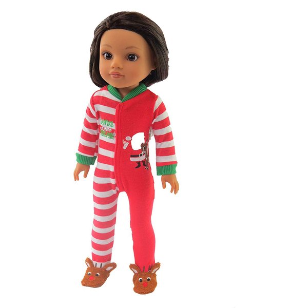 American Fashion World Santa’s Little Helper Onesie for 14-Inch Dolls | Premium Quality & Trendy Design | Dolls Clothes | Outfit Fashions for Dolls for Popular Brands