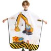 Kids Haircut Cape Waterproof Barber Cape Toddler Hair Cutting Cape for Boys Girls Haircuts Salon with Adjustable Snap Closure (Truck Yellow)