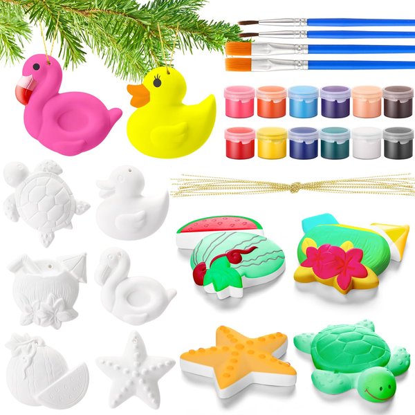 Suzile 40 Pcs DIY Painting Gifts Arts and Crafts Painting Kit Includes Paint Own Plaster Stones with Paints Brushes, Plaster Drawing Kits for Holiday DIY Activities Gifts(Classic)