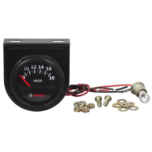 Actron Bosch SP0F000051 Style Line 2" Electrical Voltmeter Gauge (Black Dial Face, Black Bezel),White