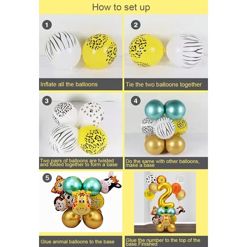 MSMANCY Jungle Safari Birthday decorations 32'' Number 1 Balloons 24Pcs Party Decorations Backdrop Animal Balloons Birthday Decorations for Boys Girls Party Supplies (1)