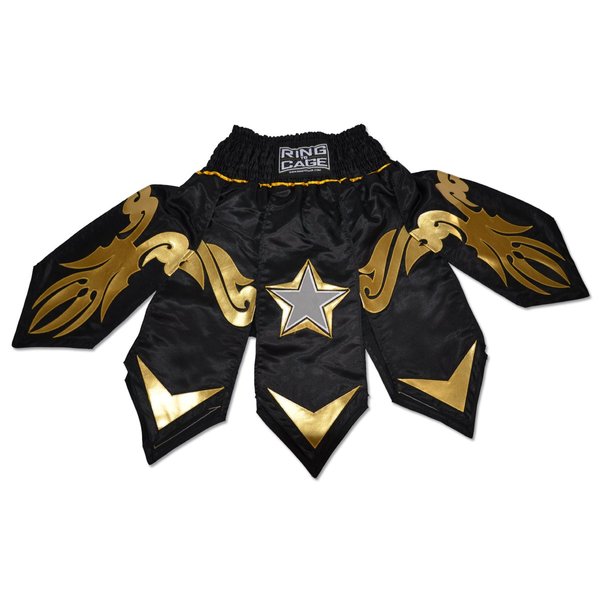 Ring to Cage Gladiator Style MMA Boxing Muay Thai Shorts (Medium) Black/Gold