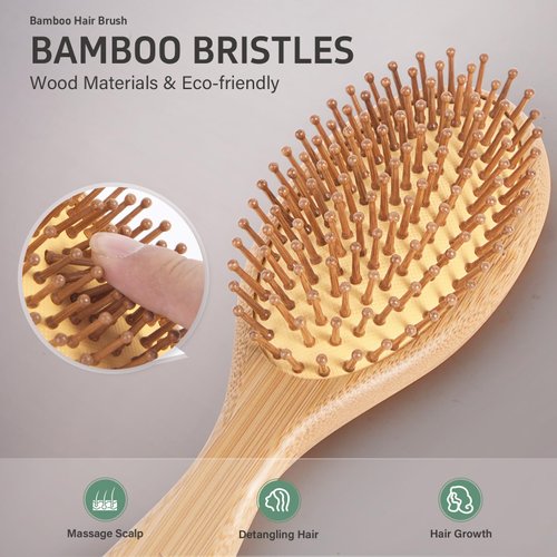 Generic AYCBNB Bamboo Hair Brush,Paddle Detangling Brush, Scalp Massage Hair Growth Brush, Anti-static Comb, for Women&Men,for Wet Dry Curly Thick Straight Hair