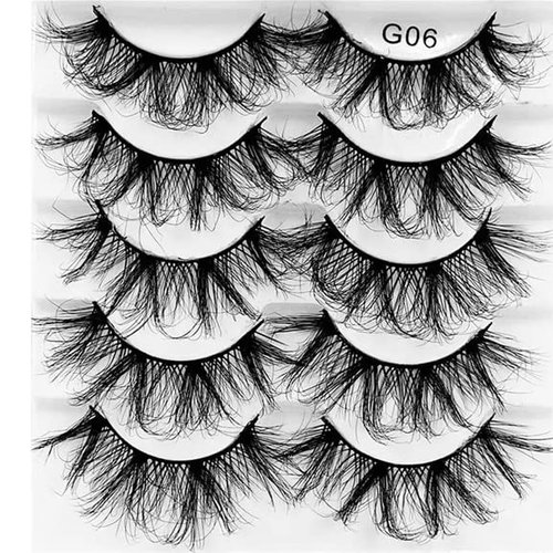 5 Pairs 8D Faux Mink False Eyelashes Dramatic Volume Fuffy Lashes Wispy Thick Long Eye Lashes
