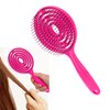 Hair Detangling Brush - Hair Straightening Comb Wet & Dry Hair Brush Round Head Straightenning Detangler Brush Comb Hair Styling Comb Scalp Cleansing Brush for Curly Hair (Rose