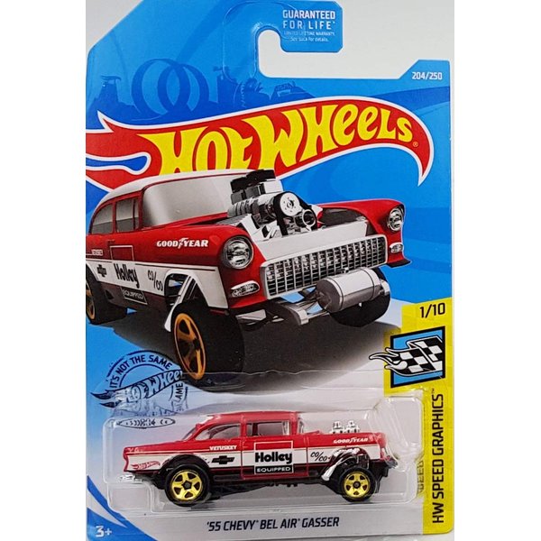 Hot Wheels 2019 Hw Speed Graphics '55 Chevy Bel Air Gasser (Red)