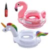 Fudragtn Inflatable Flamingo Unicorn Pool Floats for Kids, 2 Pack Swim Rings with Safety Seat and Handle, Pool Tubes for Floating, Fun Beach Floaties, Summer Party Pool Toys for Toddlers
