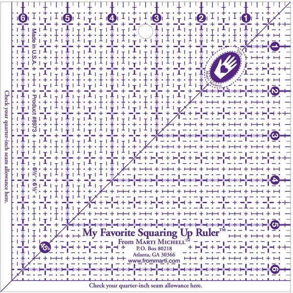 Marti Michell My Favorite Squaring Up Ruler, 6-1/2 by 6-1/2-Inch