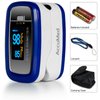 AccuMed CMS-50D1 Fingertip Pulse Oximeter Blood Oxygen Sensor SpO2 for Sports and Aviation. Portable and Lightweight with LED Display, 2 AAA Batteries, Lanyard and Travel Case (Blue)
