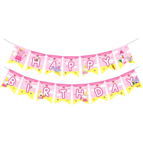 Treasures Gifted Princess Peppa Pig Banner - Peppa Pig Birthday Banner - Officially Licensed Peppa Pig Party Decorations - Peppa Pig Birthday Party Supplies - Peppa Pig Birthday Decorations