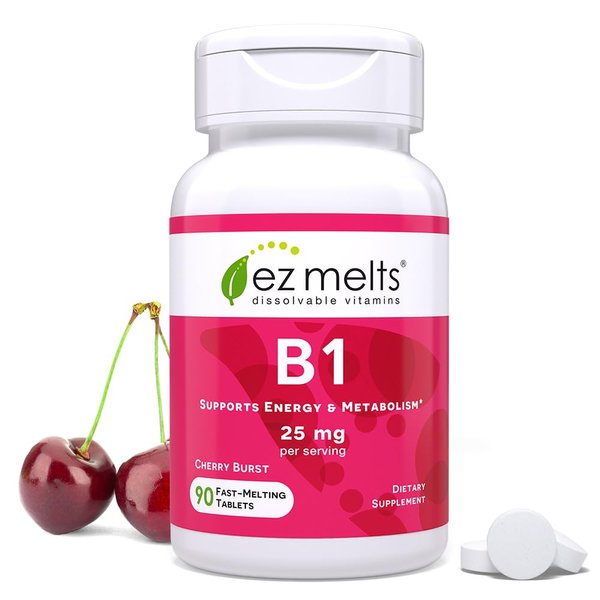 EZ Melts Dissolvable Vitamin B1 25 mg, Sugar-Free, 45-Day Supply
