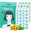 Star-Shaped Pimple Patch Hydrocolloid Acne Stickers with Tea Tree Oil + Salicylic Acid, Cover Dot for Acne Blemish, Pimples, Whiteheads, Zit, Draw out Oil & Impurities, 112 Dots, 14mm & 10mm