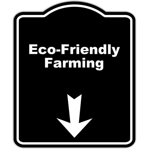 Eco-Friendly Farming Black Sign Arrow Down Aluminum Composite Sign 8.5 x 10 inches