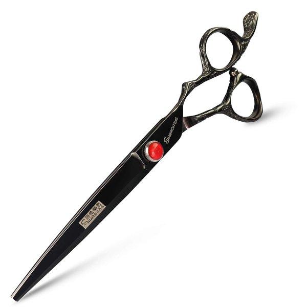 6/7/8-Inch Professional Hair Scissors Haircut Rose Pattern Hair Scissors Styling Tools Japanese Stainless Steel Scissor Set (7-inch cutting scissors-B)