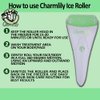 Jade & Ice Roller + Gua Sha Massager Tool Set for Face & Eyes by Charmlily, Puffiness, Reduce Wrinkle Aging, Migraine, Pain Relief on Neck & Body, Cold Facial Original Natural Stone - 3 in 1