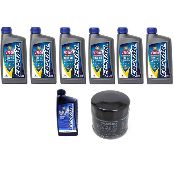 Suz uki Oil Change Kit for DF140A with 6 quarts of Oil and 16510-61A31 Filter and 1 Quart Suzuki Lower Unit Hypoid Gear Oil SAE-90