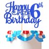 1 PCS Happy 6th Birthday Cake Topper Glitter Cheers to 6 Years Birthday Cake Pick Six 6 Fabulous Cake Decoration for Happy 6th Birthday Theme Party Decorations Supplies Blue