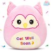 WEWILL Get Well Soon Owl Plush Pillow, 12 Inch, Soft Pink Owl Stuffed Animal for Comfort and Healing, Get Well Gift for Kids Girls