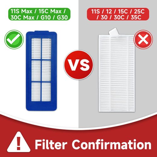 Spare Accessories Compatible with eufy 15C Max, G32 Pro, 11S Max, G30, 30C Max, G20 Hybrid Robotic Vacuum Cleaner Replacement Parts Include: 1 Roller Brush 6 Side Brushes 5 Unibody Filter NOT for 11S