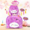MIAOHAHA Happy Birthday Plush Pillow Toy,Soft Plush Cat Toy Plushies Gift for Kids and Girls(Purple Cat,25cm/9.8in)