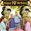 70th Birthday Decorations for Men Women Black and Gold, Black Gold Birthday Yard Banner Sign and 18 PCS 70th Happy Birthday Balloons for 70th Anniversary Birthday Party Supplies Outdoor Yard Decor