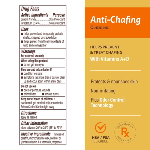 A+D Anti-Chafing Ointment – Helps protect & treat skin irritation from friction or chafing, with odor control technology, pharmacist recommended and non-irritating – 1.5 oz
