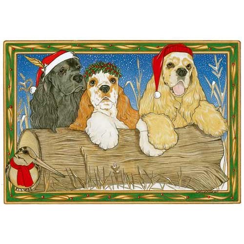 Pipsqueak Cocker Spaniel Christmas Cards : 10 Holiday Cards with Red Envelopes - ADORABLE!