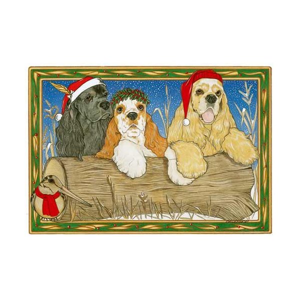 Pipsqueak Cocker Spaniel Christmas Cards : 10 Holiday Cards with Red Envelopes - ADORABLE!