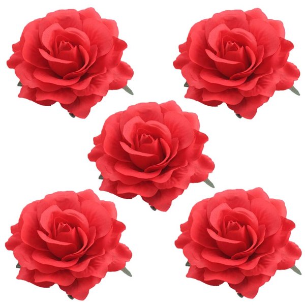 Halloween Rose Hair Clips Brooch Flower Red Rose Barrettes Brooch Pins Rose Hair Clip Breastpin Women Fashion Party Decoration Cosplay Costume Headpiece Cute Handmade Hair Accessories 5 Pack Red
