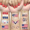 AOYOO Fourth of July Decorations Temporary Tattoos 30 Giltter Style Red White and Blue Patriotic Party Supplies 4th of July Accessories USA America Flag Memorial Day Independence Day Labor Day