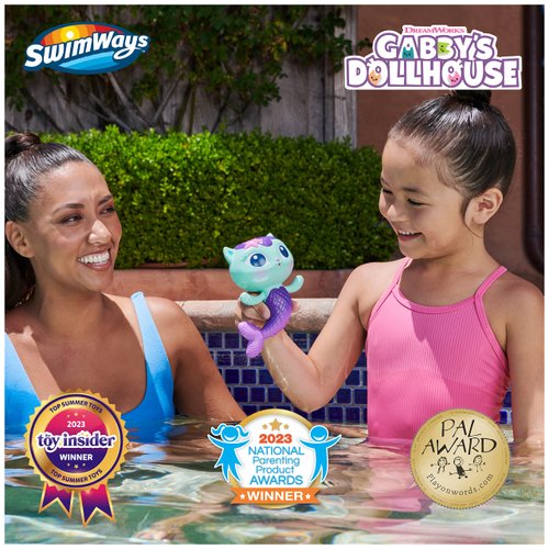 Swimways Gabby’s Dollhouse Mercat Floatin' Figures, Swimming Pool Accessories & Kids Pool Toys, Gabby's Dollhouse Party Supplies & Water Toys for Kids Aged 3 & Up
