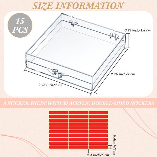 15 Pcs Press on Nail Storage Box with 30 Pcs Adhesive Double Sided Tape Artificial Nail Display Storage Box Acrylic Nail Box Organizer Case Transparent Nail Packaging Boxes for Nail Salon (Clear)