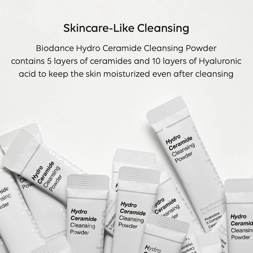 Biodance Hydro Ceramide Cleansing Powder, Gentle Exfoliating Daily Facial Cleanser with Hyaluronic Acids & Ceramides, Enzyme Powder | 0.03 oz x 30ea