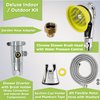 Wondurdog Deluxe Indoor Outdoor Dog Wash Kit for Shower and Garden Hose w/Water Pressure Control, Splash Shield & Rubber Scrubbing Attachment. Fast & Easy Dog Bath. Cleaning for Short & Long Hair Pet