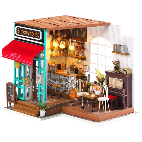 Rowood Miniature Dollhouse Kit, 1:24 Scale DIY Miniature House Kit for Adults, Mini House Crafts for Adults,Birthday for Teens Age14+ - Simon's Coffee