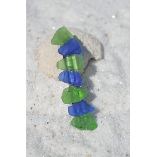 Genuine Cobalt Blue and Kelly Green Sea Glass French Barrette Hair Clip
