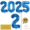 New Years Eve Party Supplies, Graduation Decorations Class of 2025 Party Balloons, 40in 2025 Foil Balloons, Latex Balloons for Birthday Wedding Prom Night Anniversary Bachelorette (Navy Blue Black)