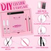 DIY Lash Extension Kit Cluster Lashes Kit with 120 Pcs Lash Clusters Lash Bond Overnighter Remover Eyelash Applicator Beginner DIY Lashes Kit Easy to Use(DIY Lash Kit-Flutter)