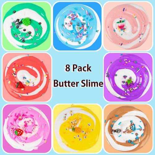 GALXSLIMR New Butter Slime 8 Pack, Scented Slime for Girls and Boys Party Favor, Birthday Gifts, Classroom, Carnival Prizes, Goodie Bag Stuffers,Soft and Non-Sticky