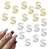ZASKHLD Money Dollar Nail Charms 3D Metal Alloy Dollar Sign Nail Gems Gold Silver Nail Jewels with Rhinestones Shiny Luxury Dollar Nail Art Supplies for Women Girls DIY Nail Manicure Decorations 20Pcs