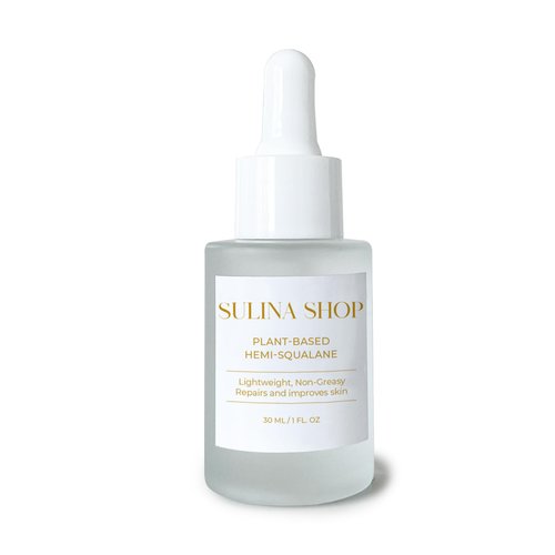 Sulina Shop Squalane Oil - Hemi-Squalane Plant-based Lightweight Oil - 100% Squalane Moisturizer for Dry Skin, Fine Lines, and Wrinkles - Facial Oil for All Skin Types - 1.00 Fl Oz