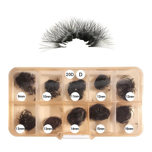Veritee Lash Extensions 20D 1000 Fans Handmade Pinching Fans Mix Lengths 9-16mm Thickness 0.03 Premade Cashmere Mega Volume Eyelash Matte Black Thin Base Promade Loose Fans Lash Extensions